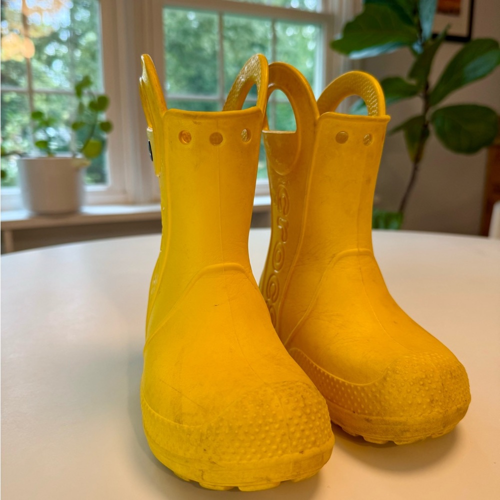 CROCS Bright Yellow Kids Rain Boots